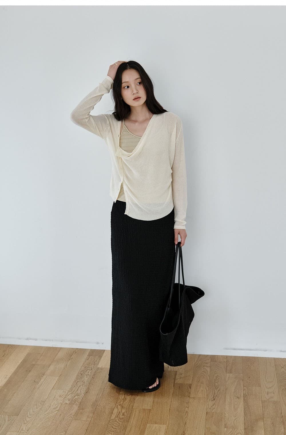 Asymmetric Drape Cardigan (Natural) — vue 6