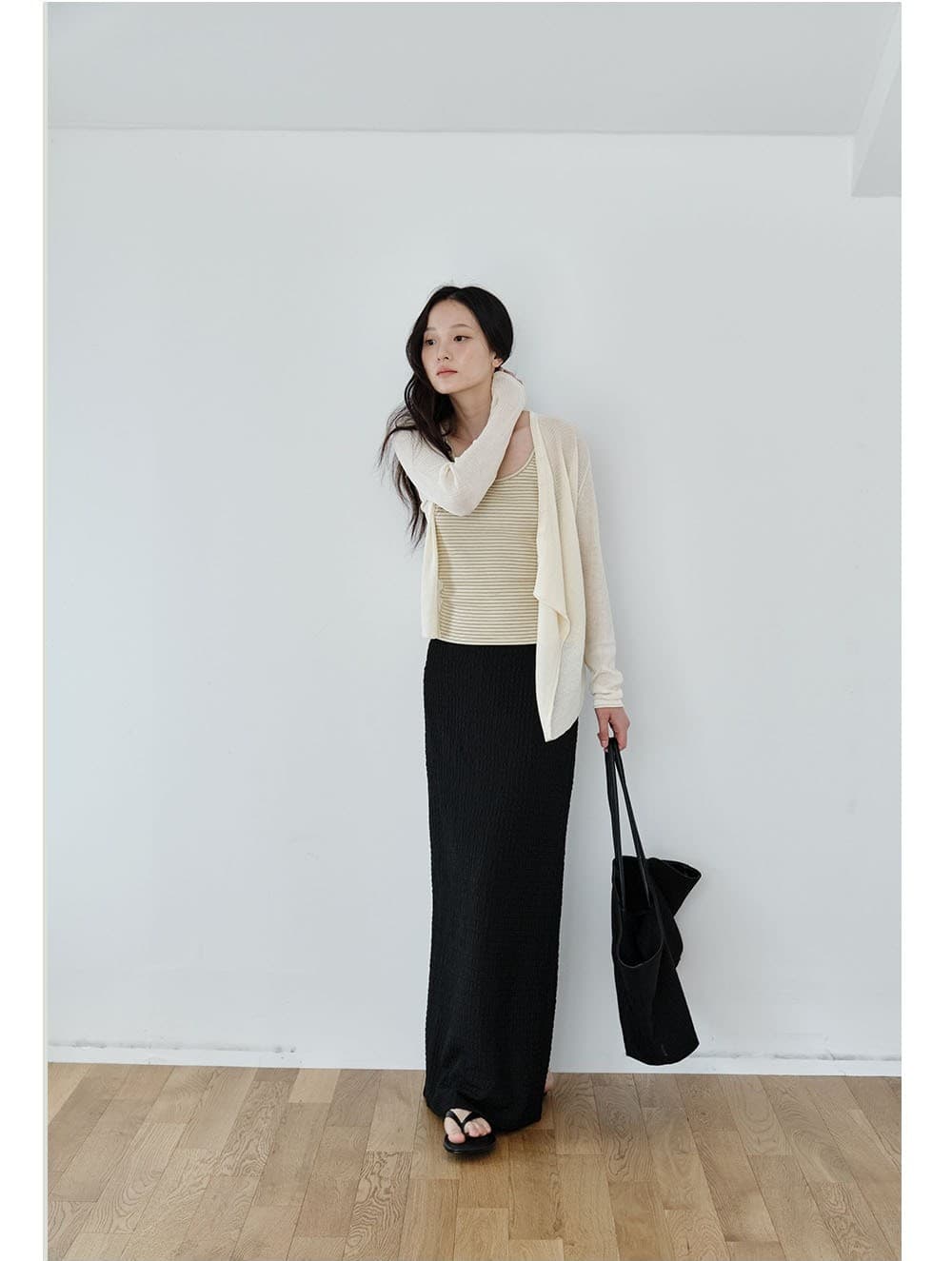 Asymmetric Drape Cardigan (Natural) — vue 10