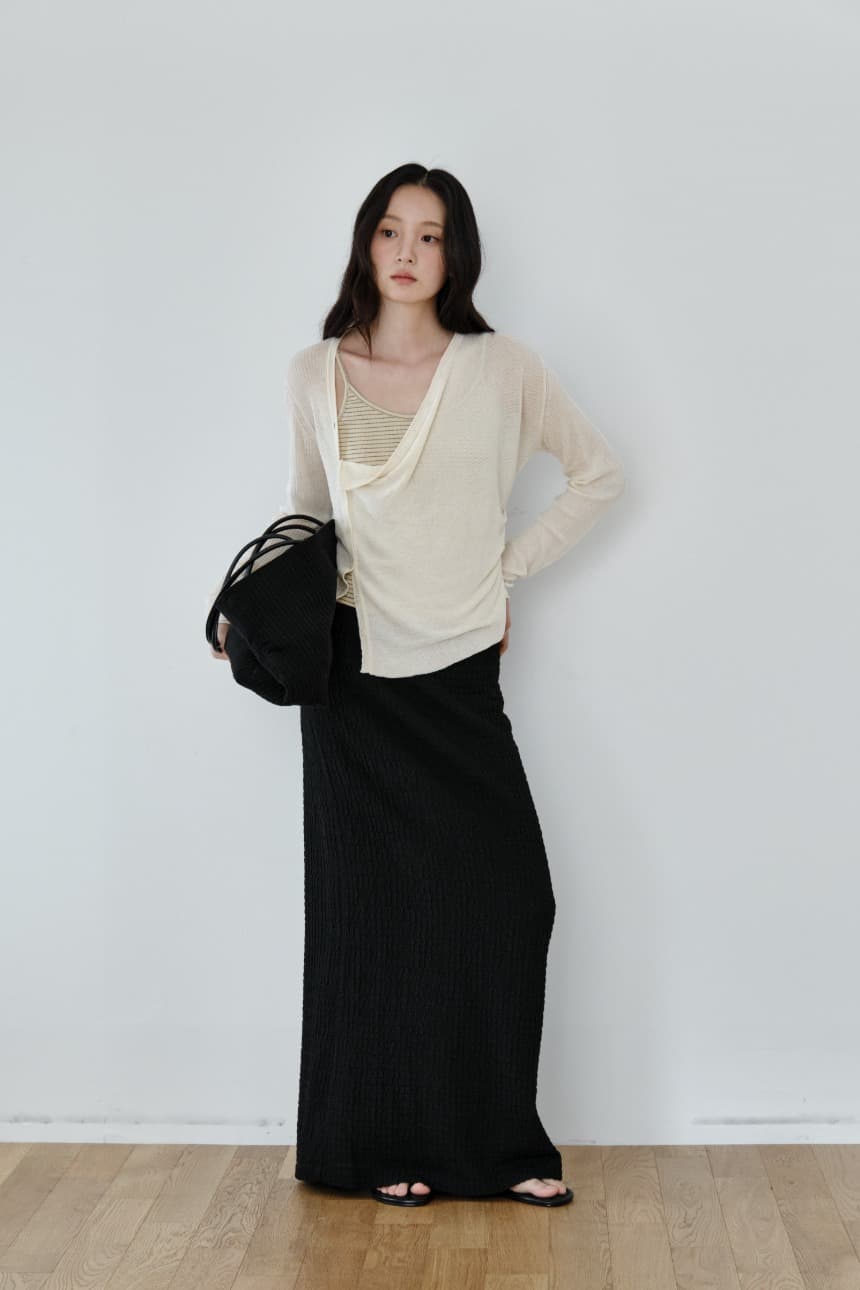 Asymmetric Drape Cardigan (Natural) — vue 1