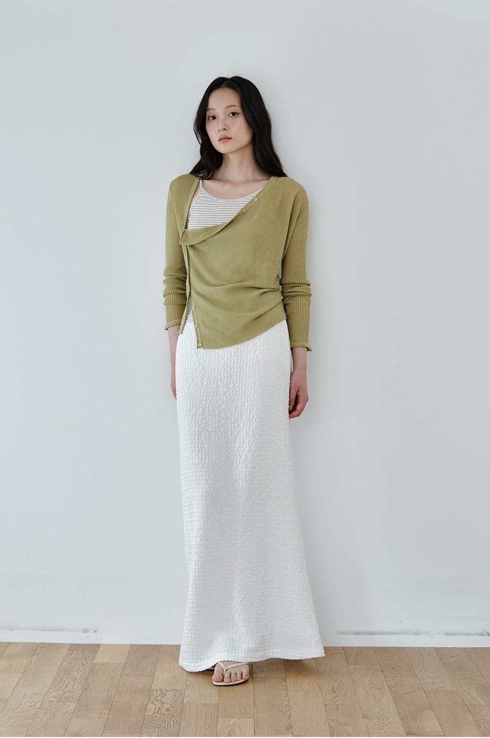 Asymmetric Drape Cardigan (Green) — vue 5