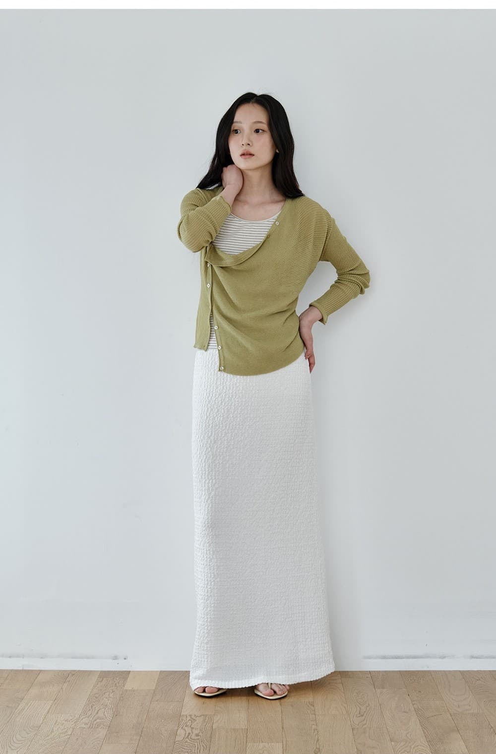 Asymmetric Drape Cardigan (Green) — vue 6