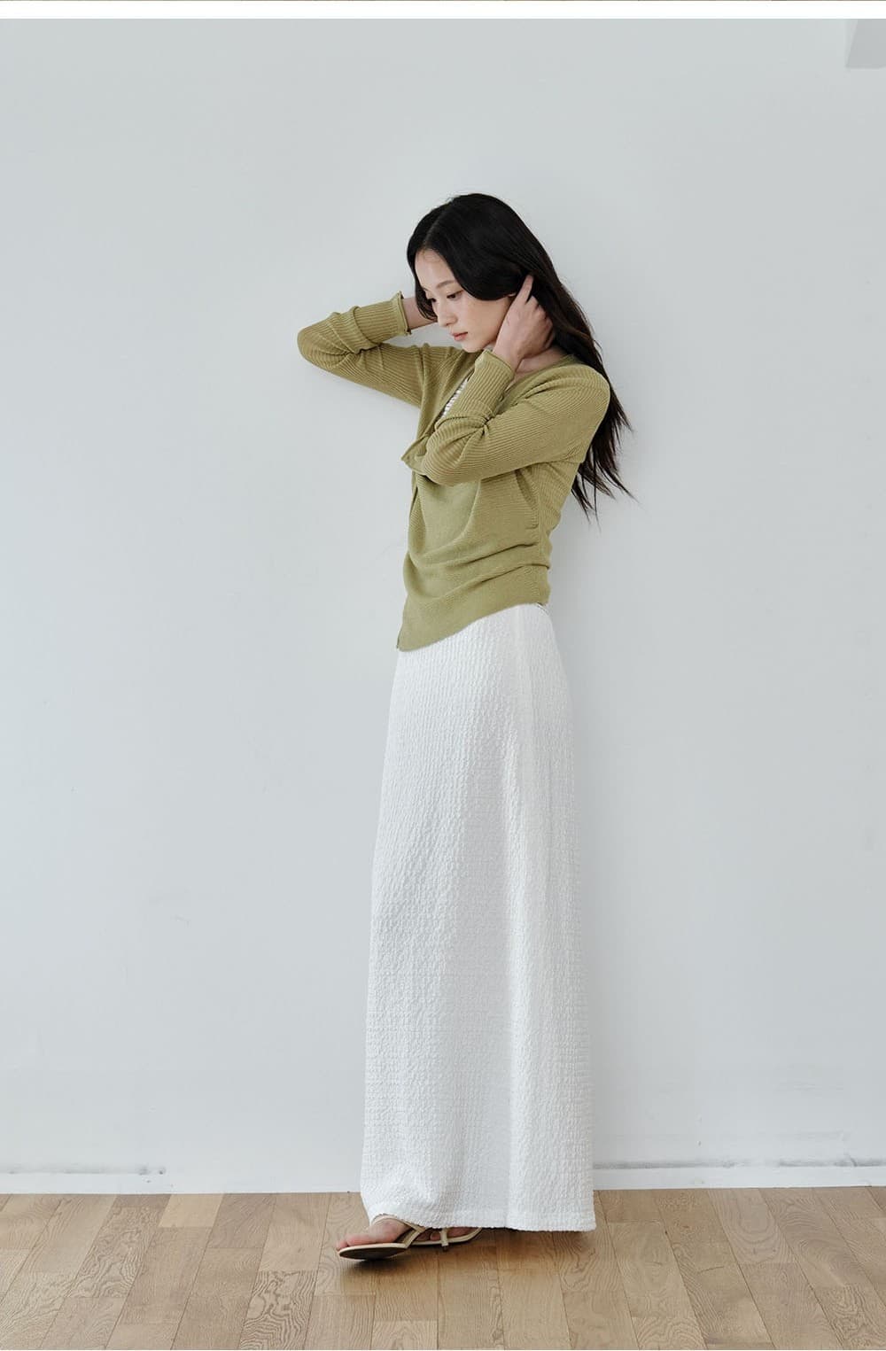 Asymmetric Drape Cardigan (Green) — vue 7