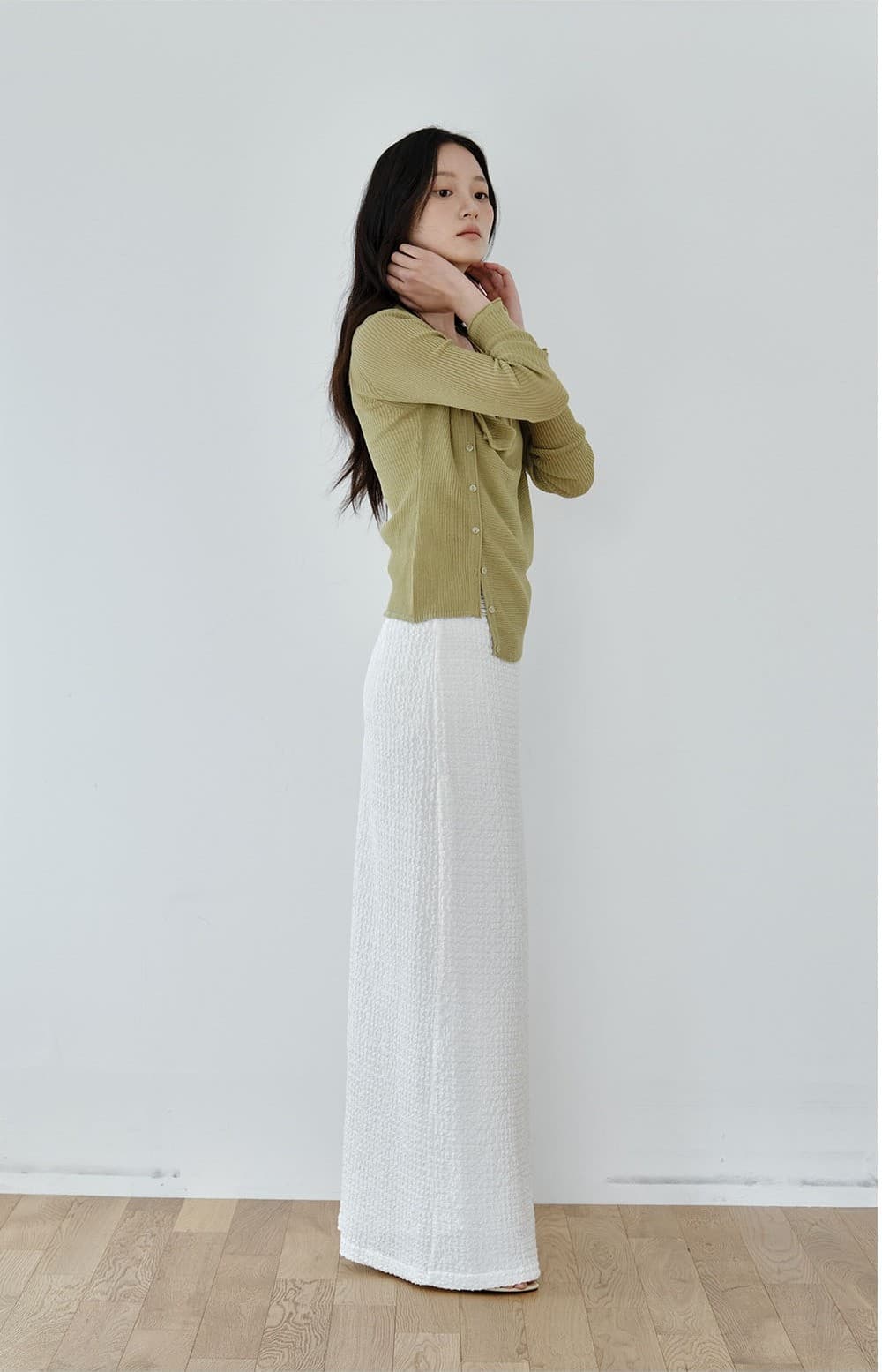 Asymmetric Drape Cardigan (Green) — vue 8