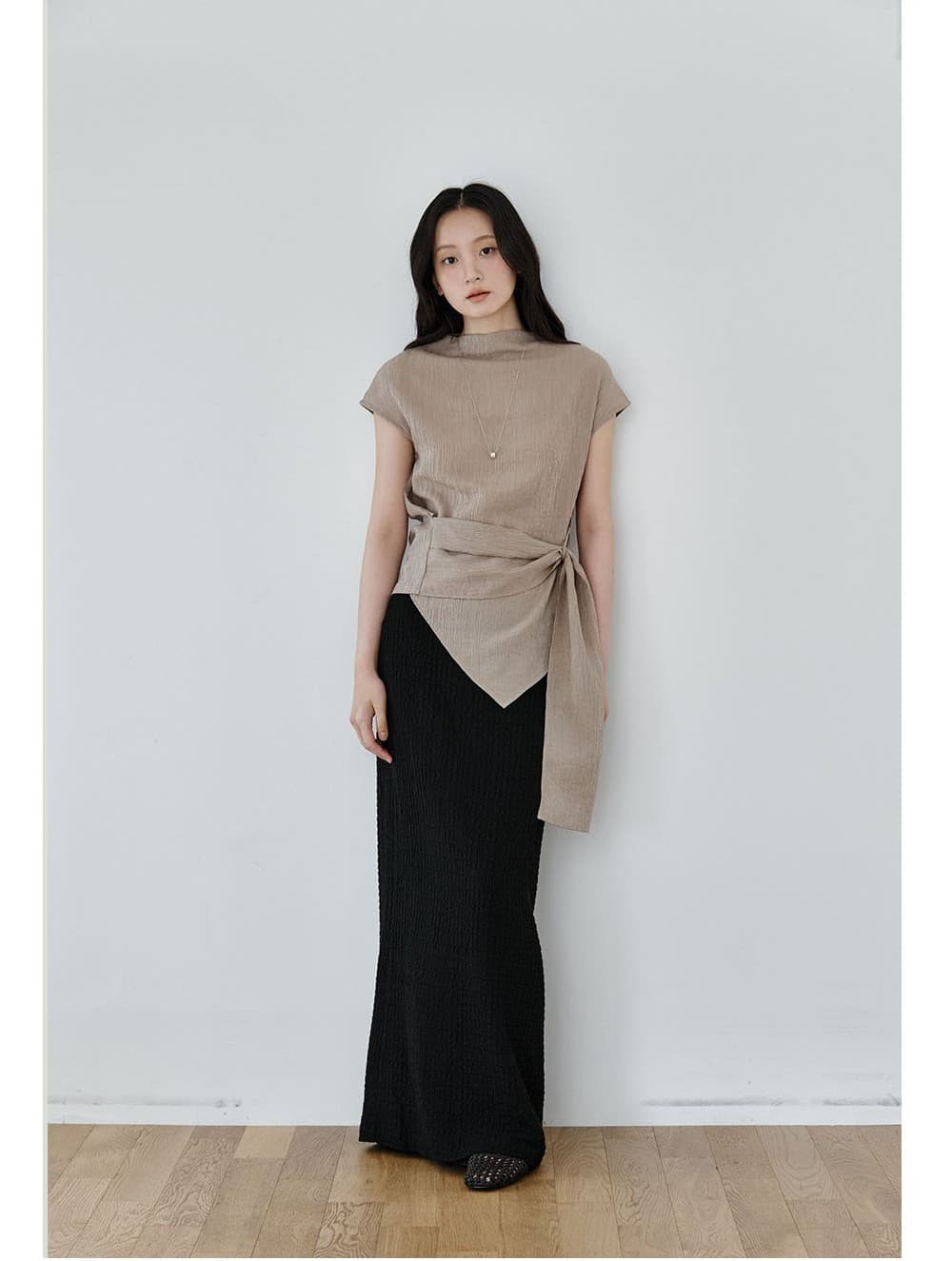 Wrap-Tie Blouse (Beige) — vue 10