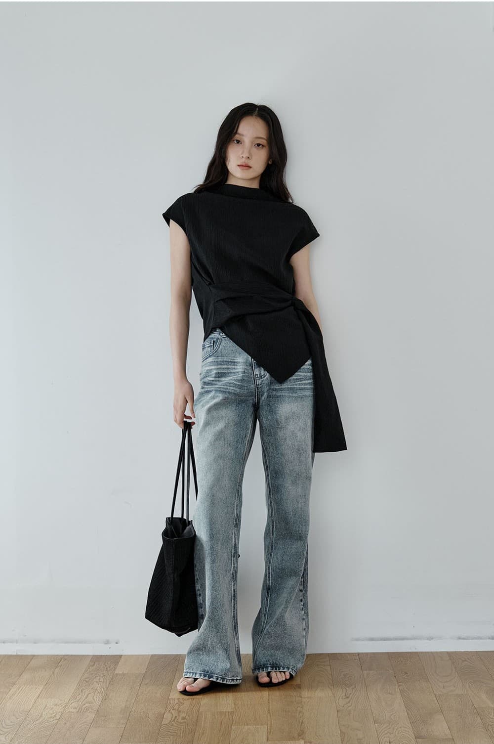Wrap-Tie Blouse (Black) — vue 4
