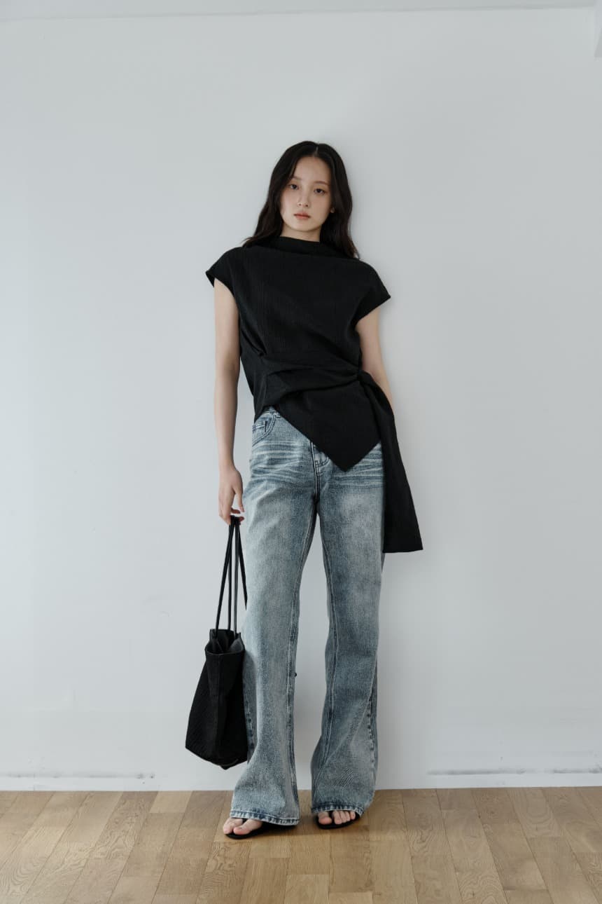 Wrap-Tie Blouse (Black) — vue 1
