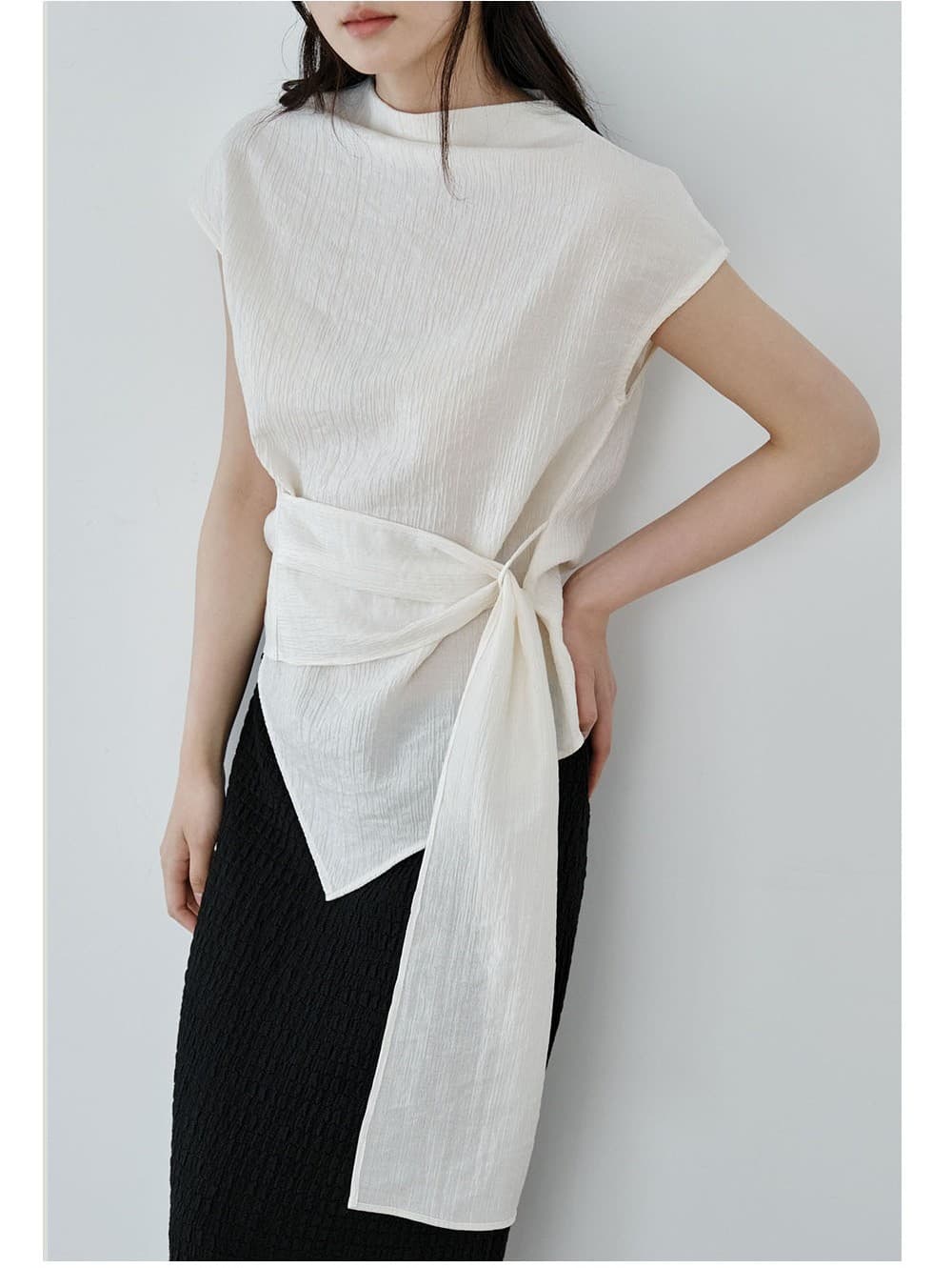 Wrap-Tie Blouse (Ivory) — vue 9