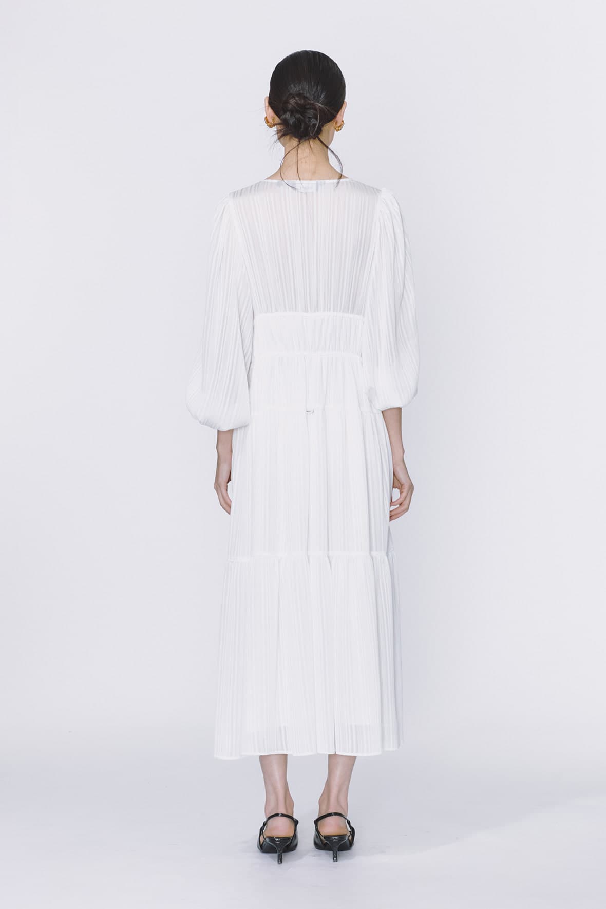 Striped Tiered V-Neck Maxi Dress — vue 4