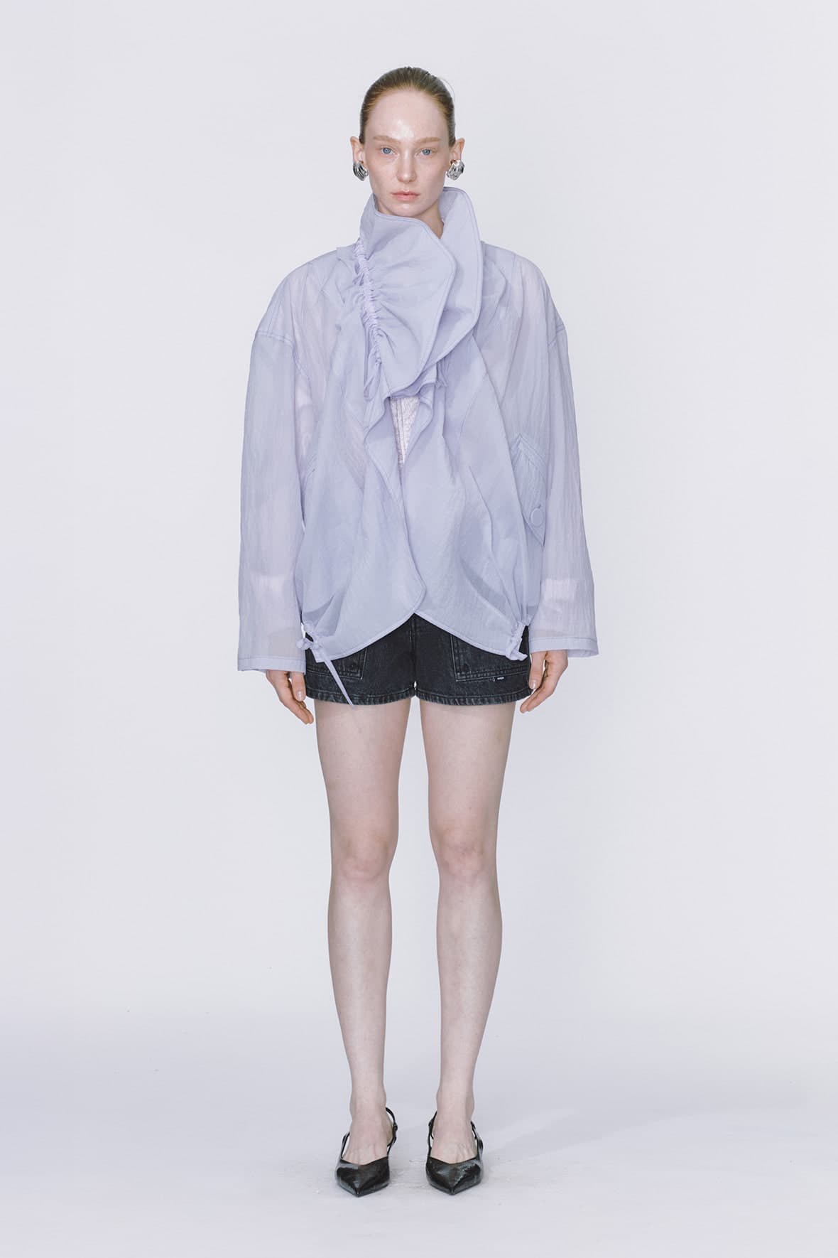 Oversized Drawstring Shawl Collar Jumper — vue 3
