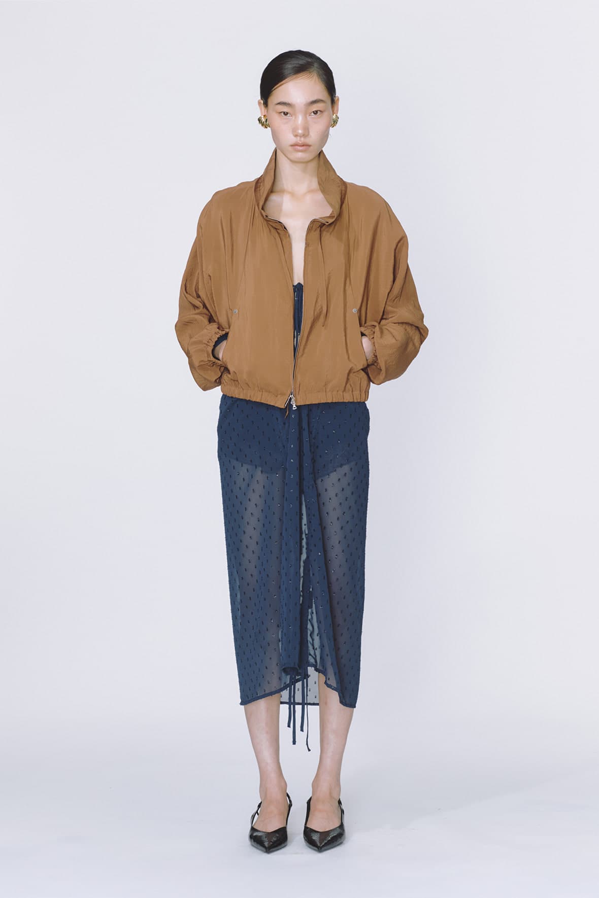 Drawstring Neck Dolman Sleeve Insert Pocket Jacket — vue 3