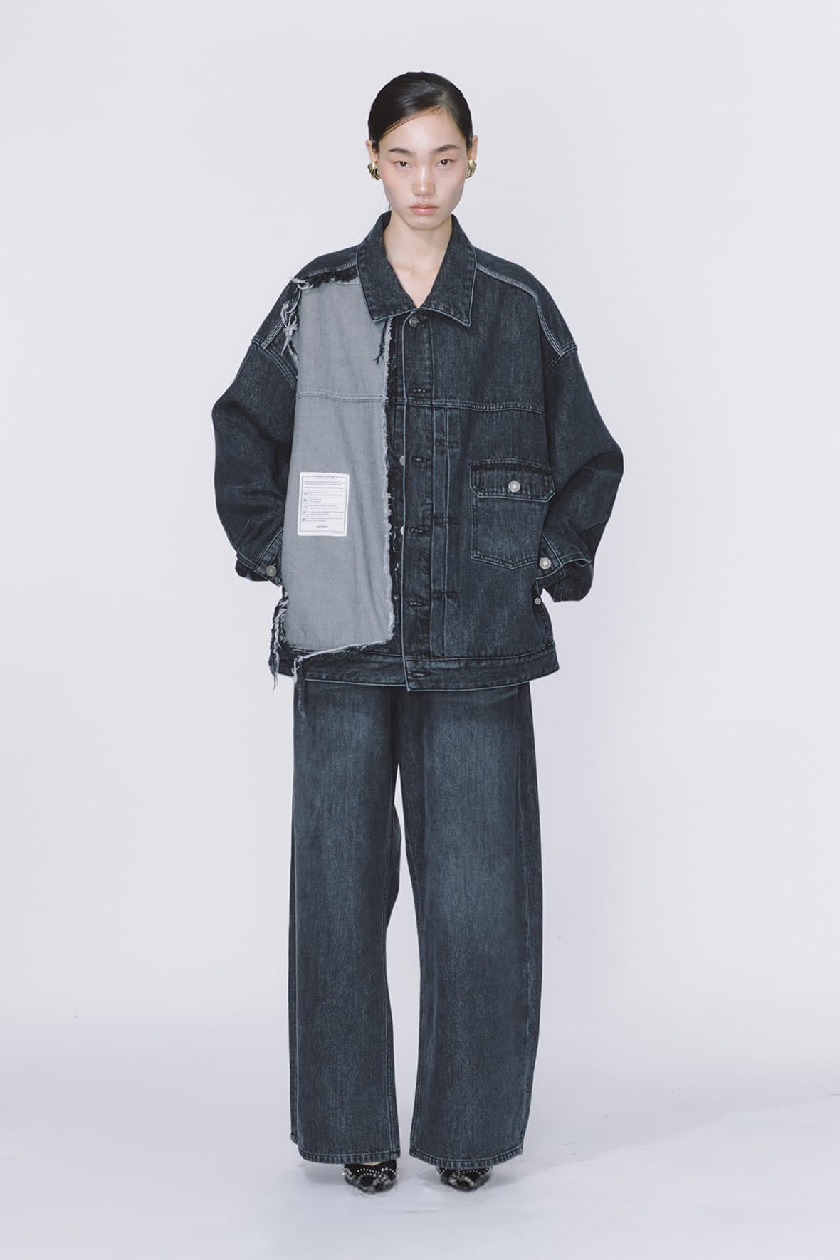 Raw Cut Half And Half 2-Tuck Denim Trucker — vue 3