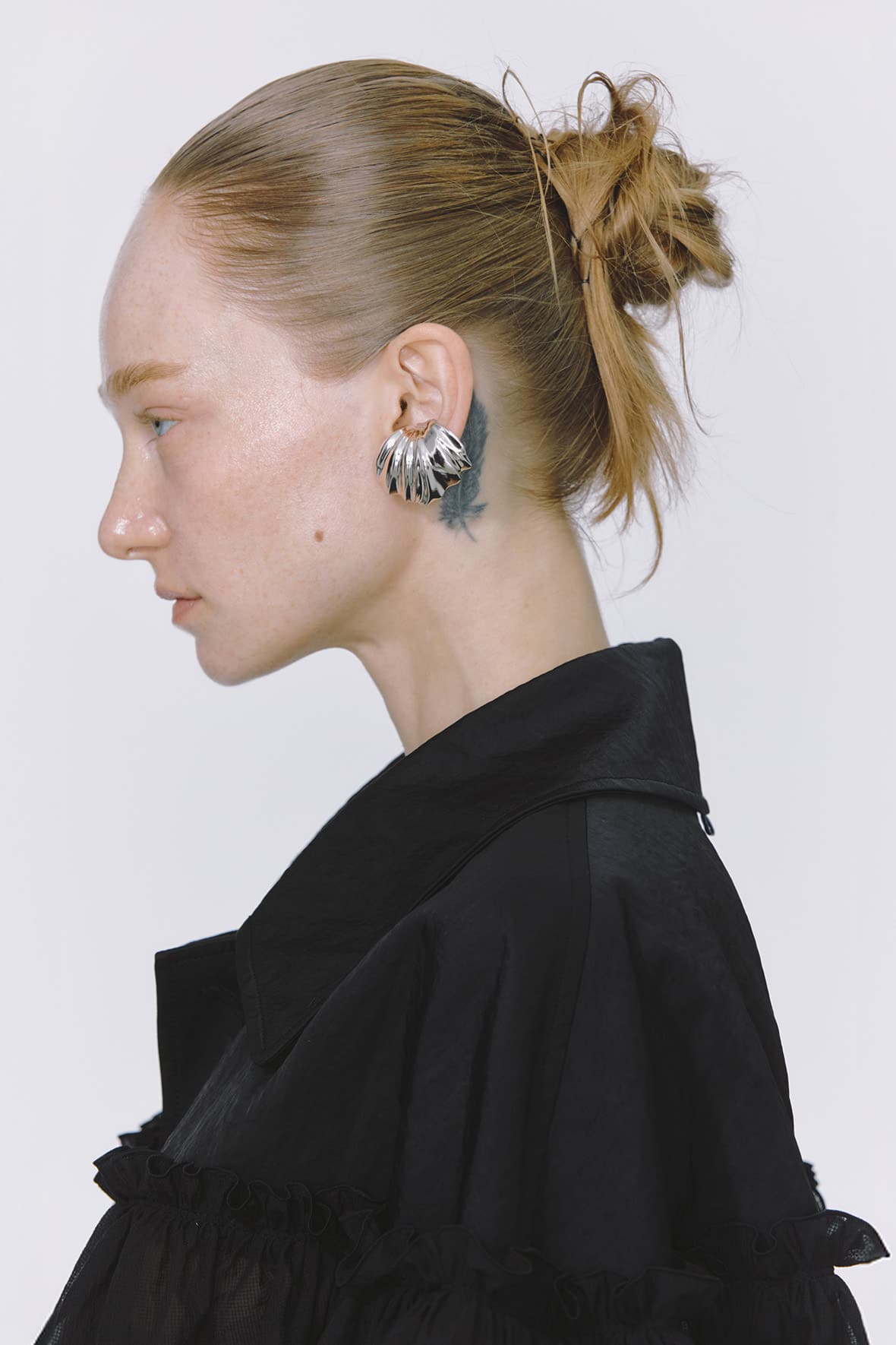 Half And Half Horizontal Ruffel Nylon Mac Coat — vue 9