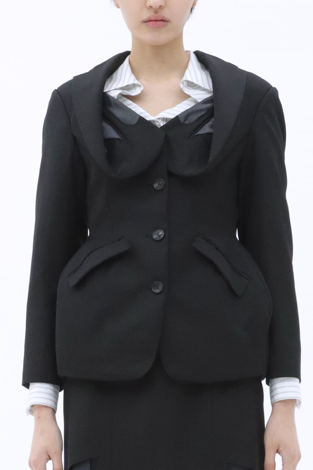 Origami Collar Hourglass Blazer (Black)