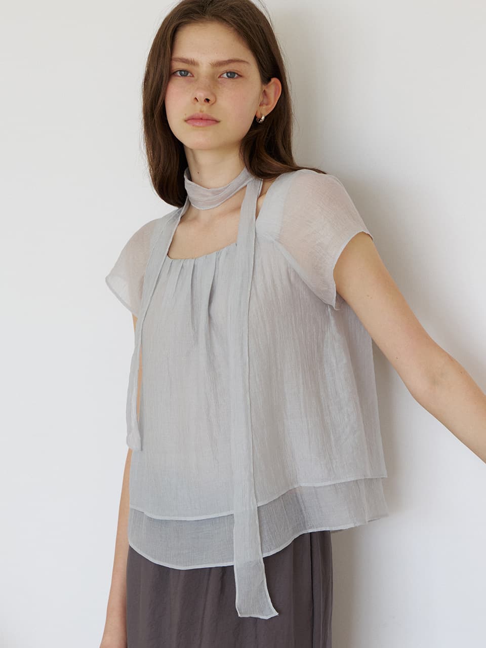 scarf set-up blouse (pale gray) orc 6051 — vue 1