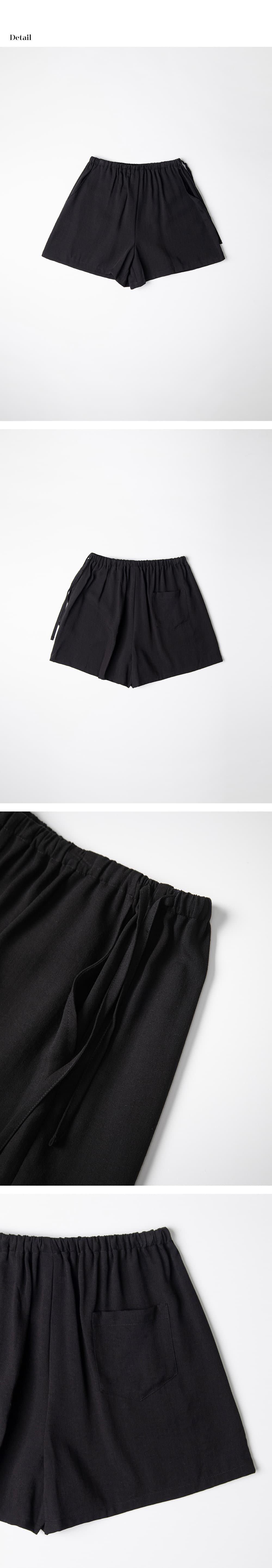 strap banding linen half pants (black) orc 6060 — vue 8