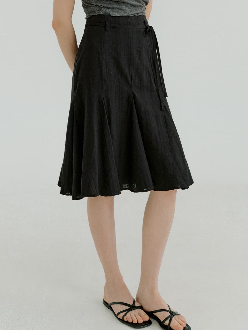 cotton lace midi skirt (black) orc 6064
