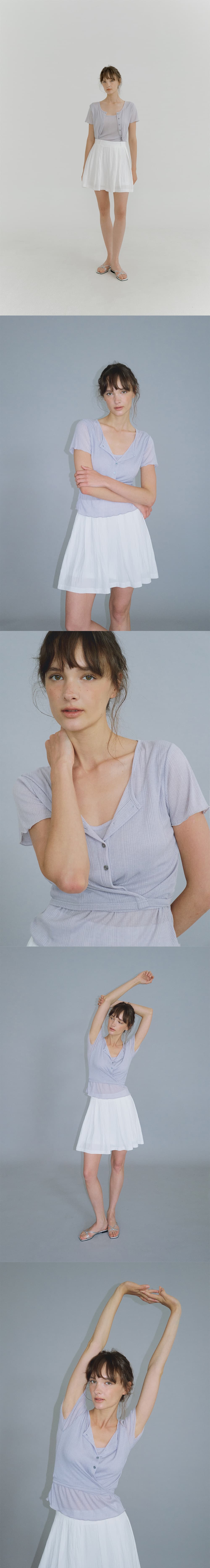 layered wrap detail T-shirt (blue gray) orc 6070 — vue 7
