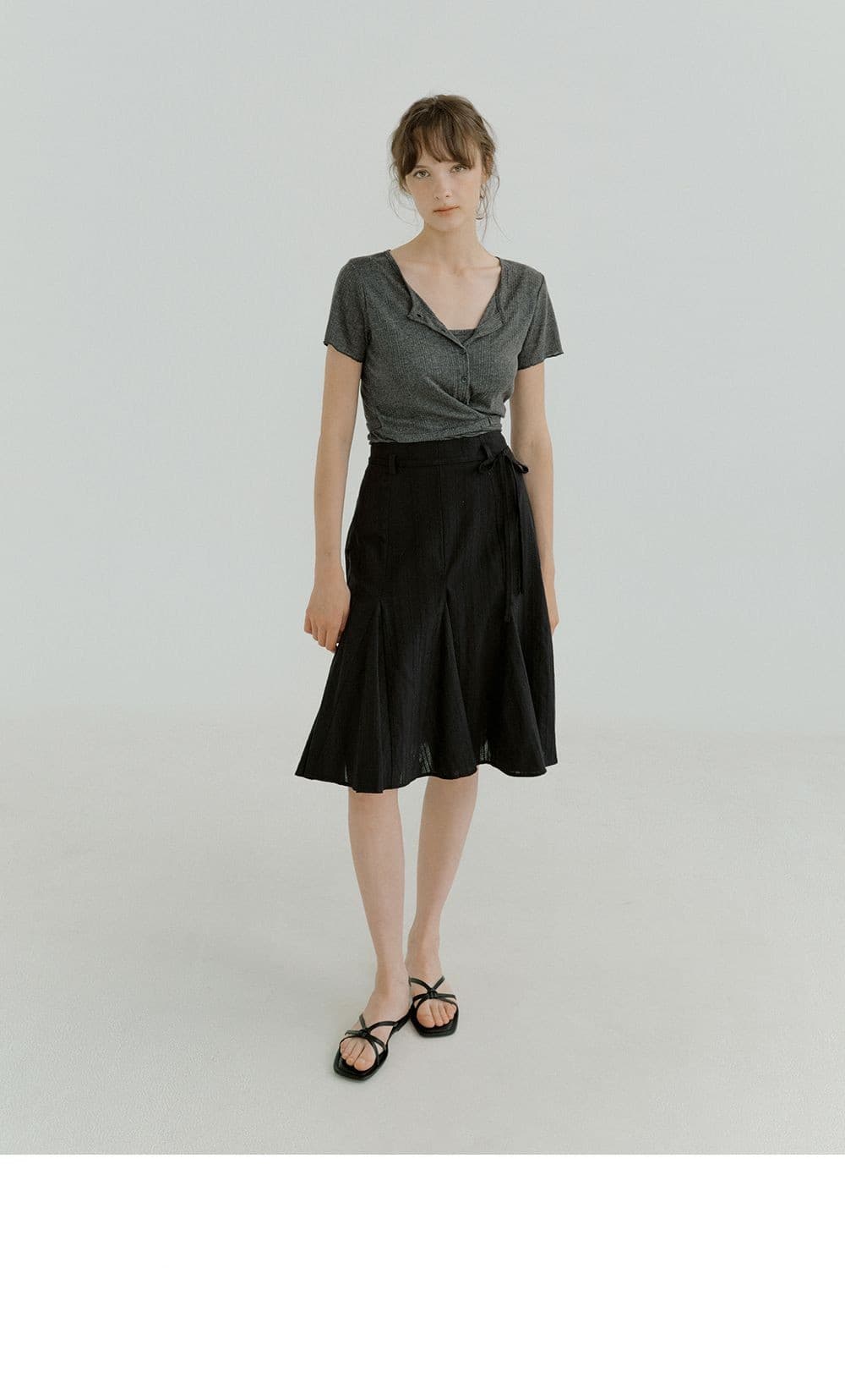 layered wrap detail T-shirt (charcoal) orc 6071 — vue 5