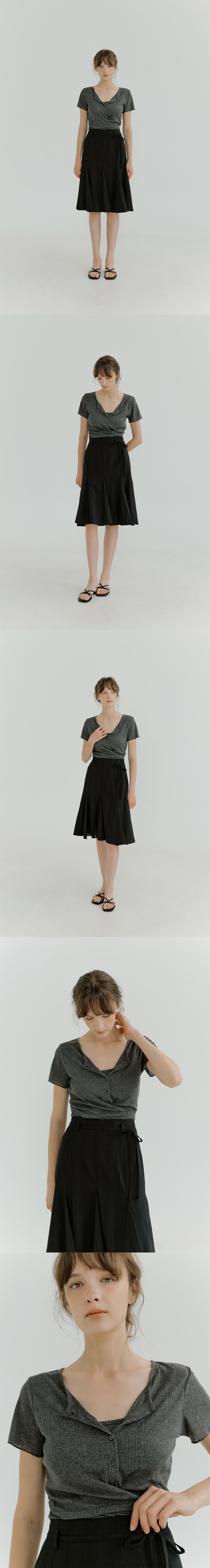 layered wrap detail T-shirt (charcoal) orc 6071 — vue 6