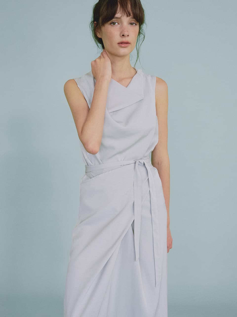 draped halter dress (pale blue) orc 6083 — vue 1