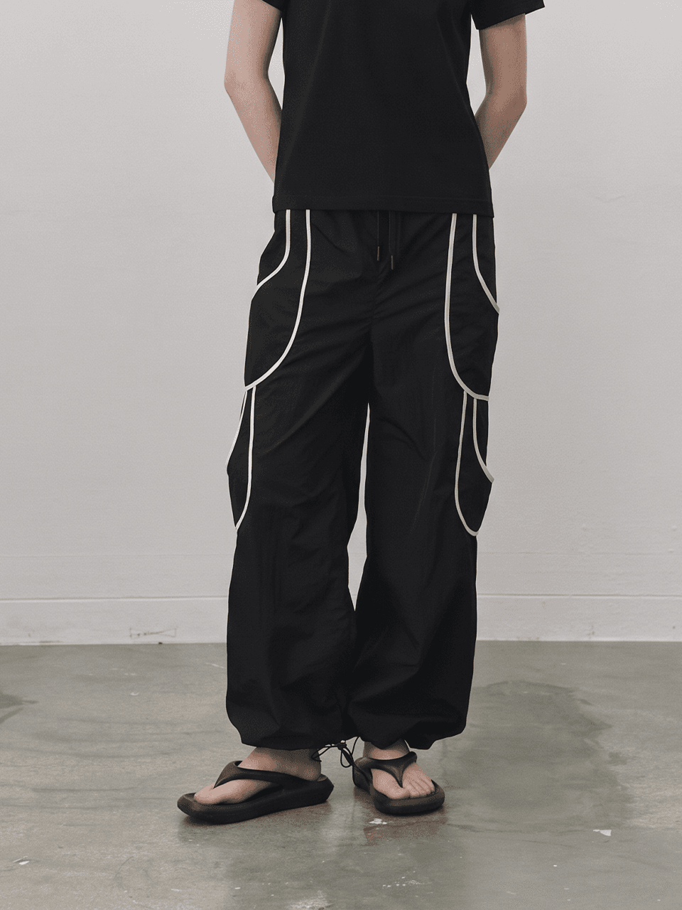 Binding out-pocket track pants - Black — vue 1