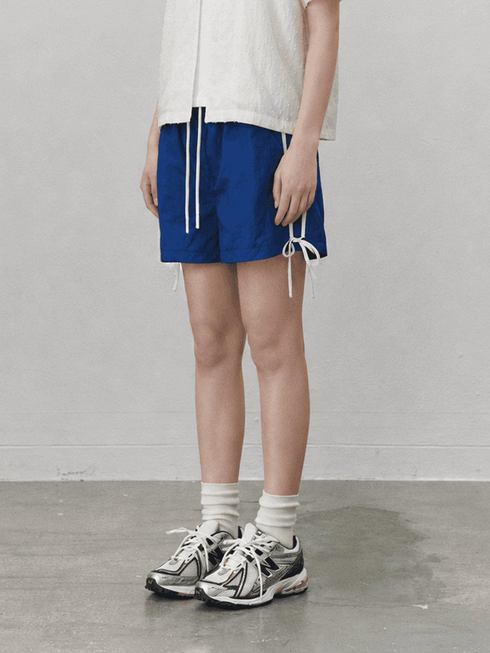 Ribbon nylon shorts - Blue — vue 1