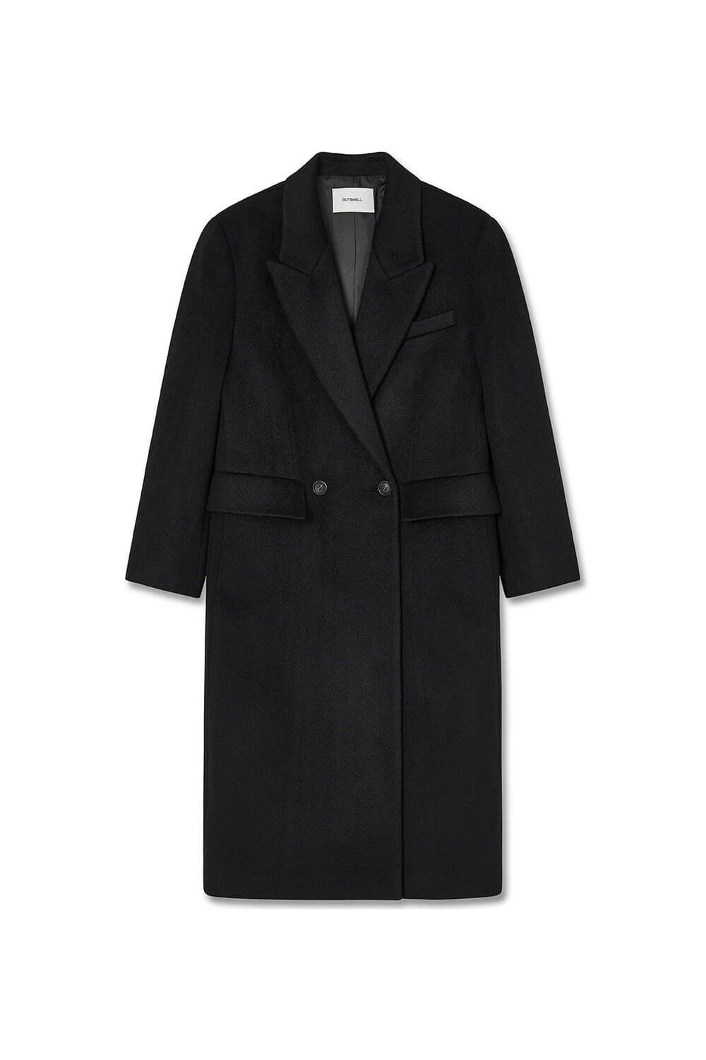 Silk blended herringbone overfit coat - Black — vue 11