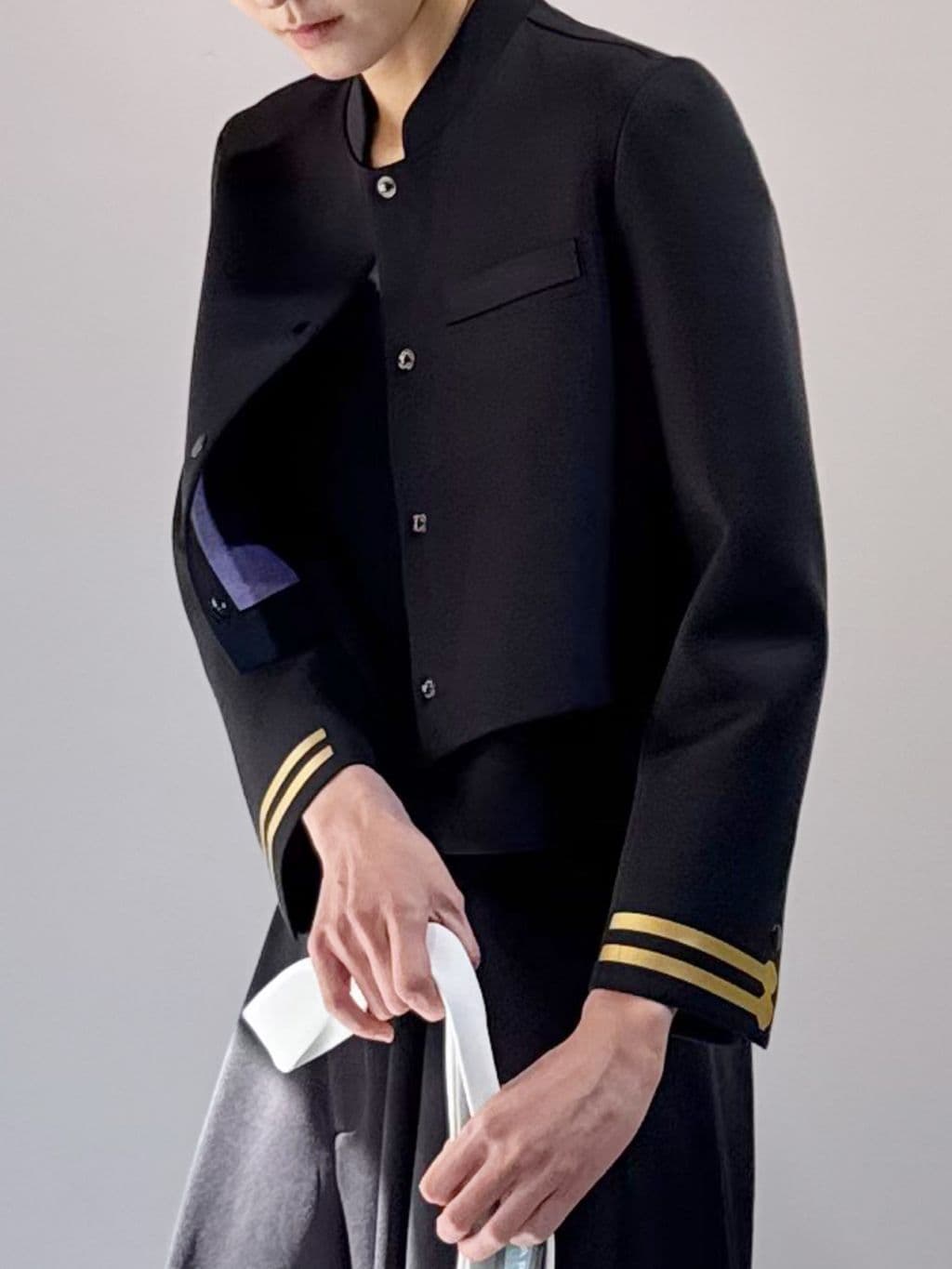 Mandarin Collar Snap Spencer Jacket — vue 3