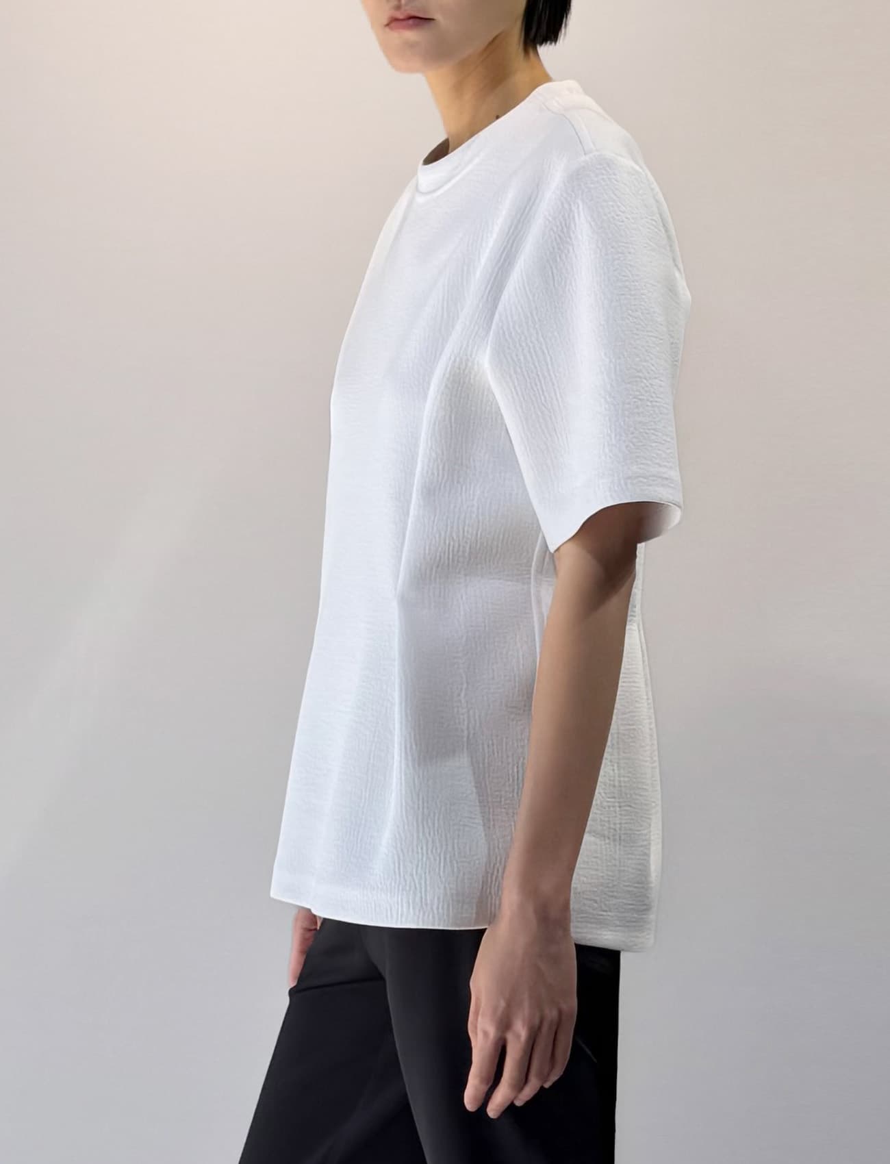 Mixed Fabric Half-Sleeve Top