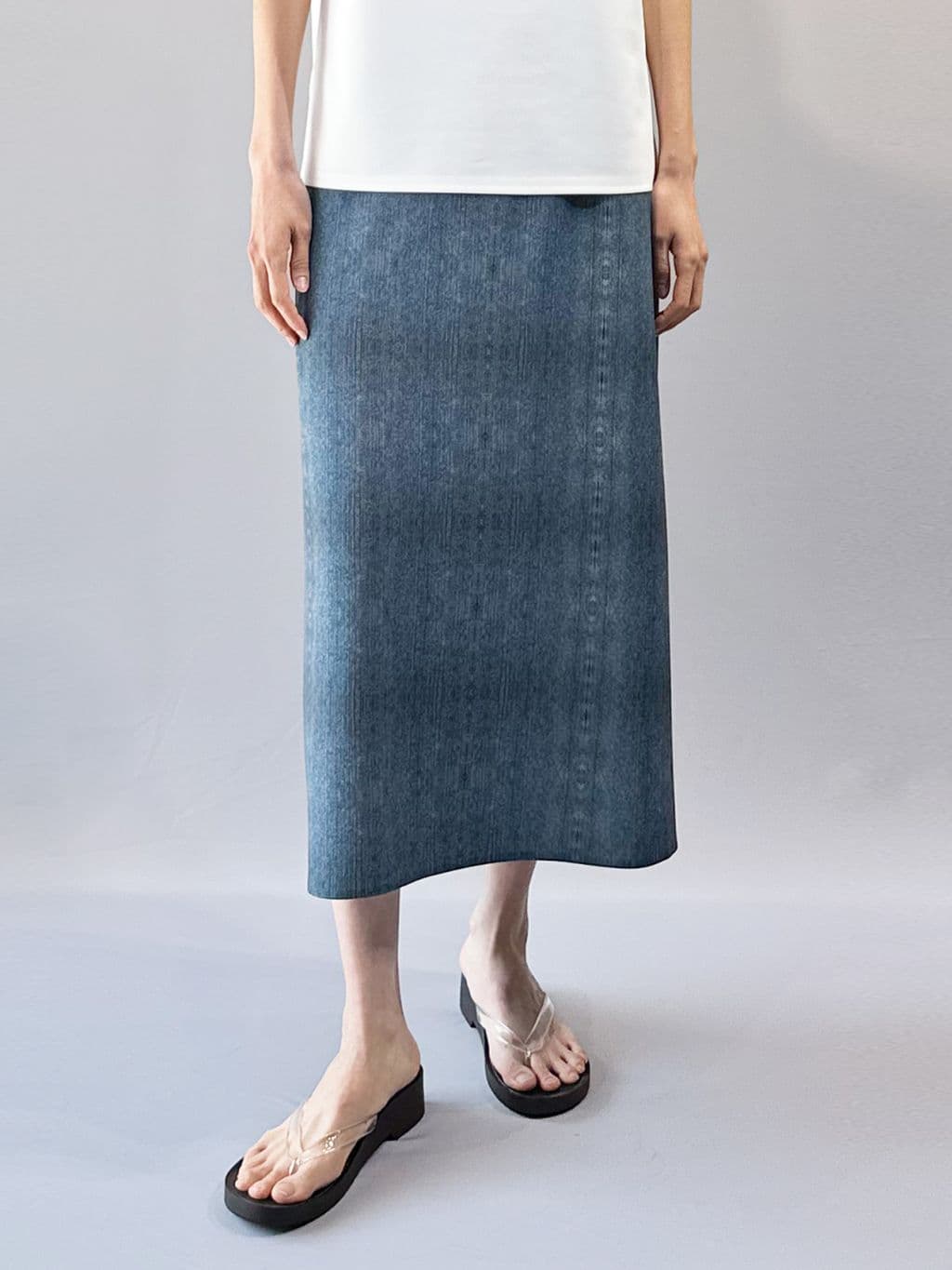 Open Denim Skirt (Blue) — vue 1