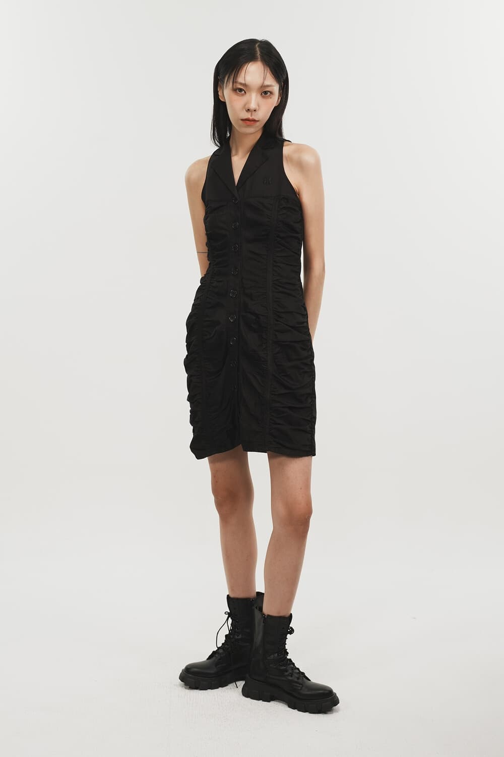 Shirring Mini Dress