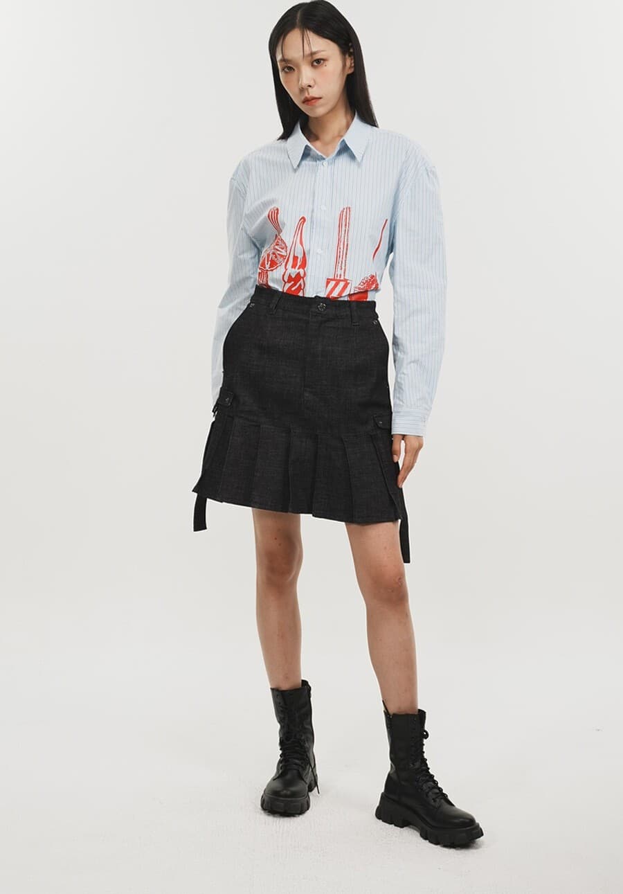 Denim Pleats Skirt — vue 8