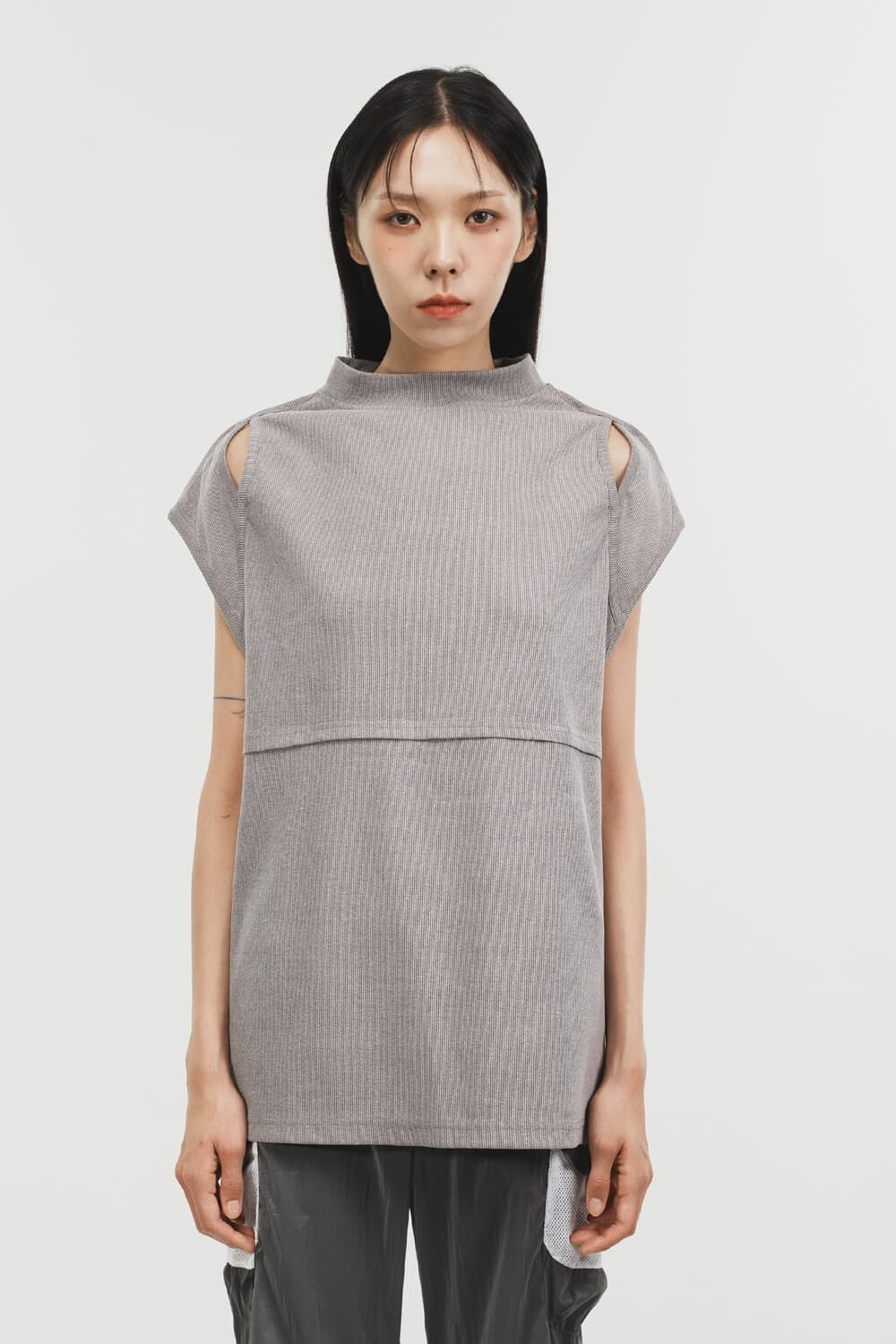 Mock Neck Slit Top
