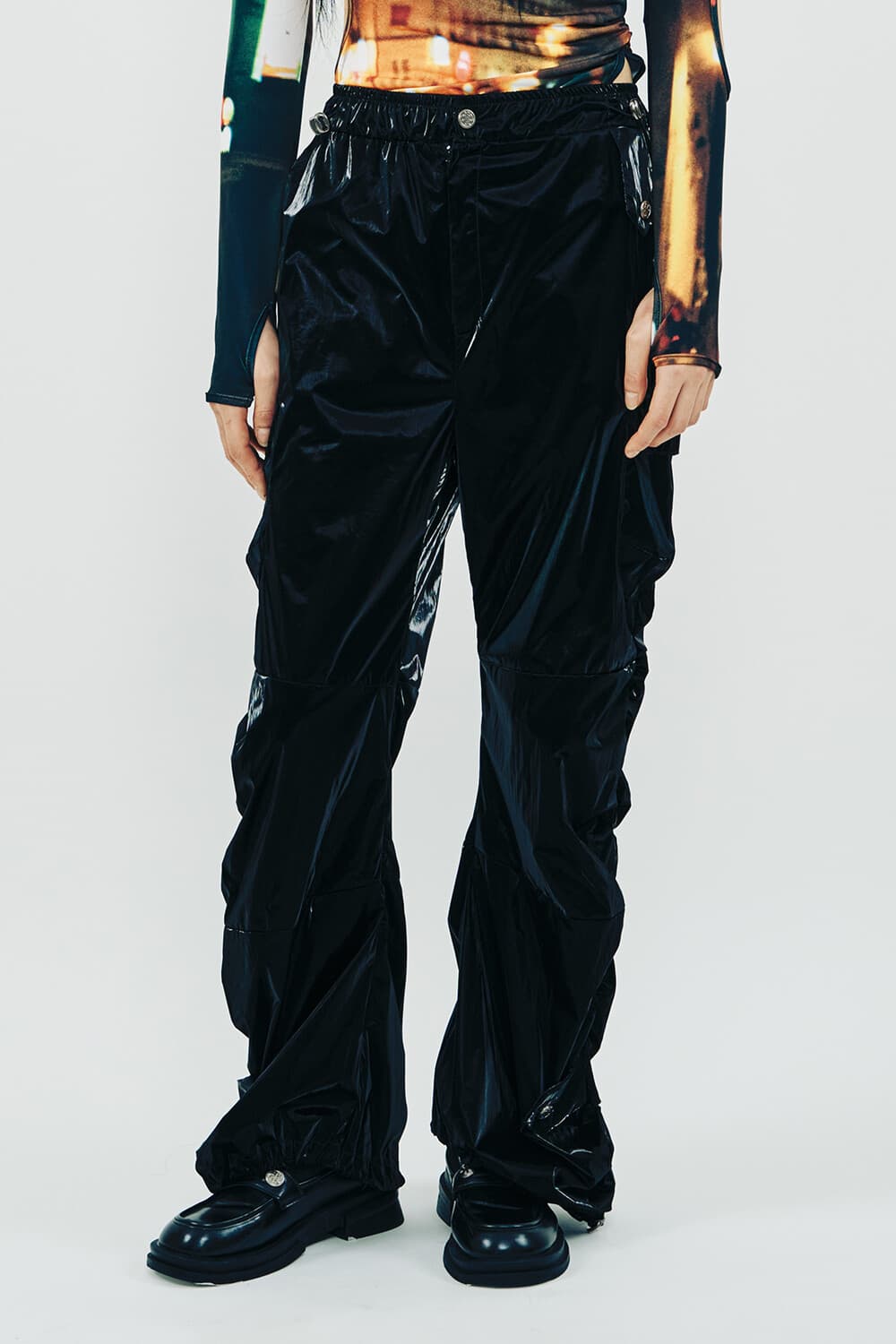 Side Shirring Panel Pants (Black)
