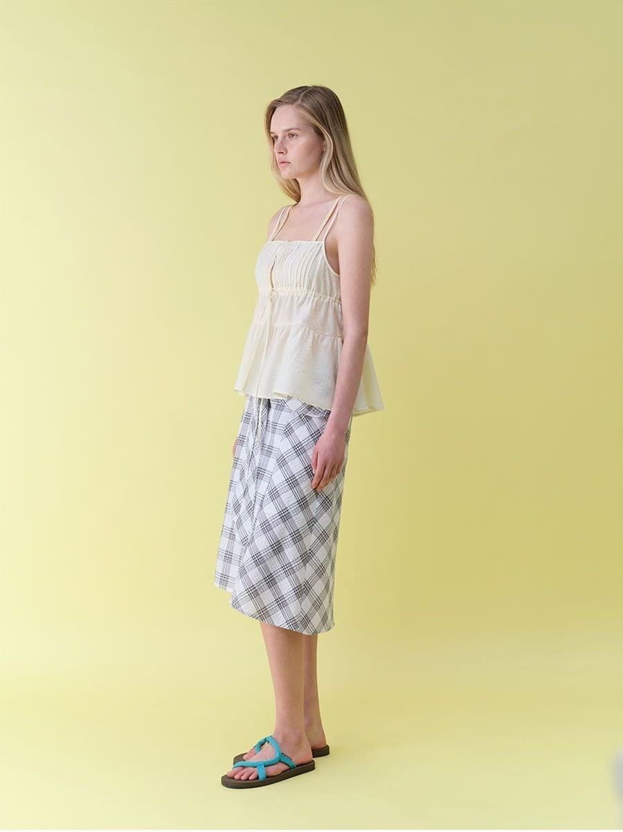 Tie-Detail Layered Check Skirt — vue 5