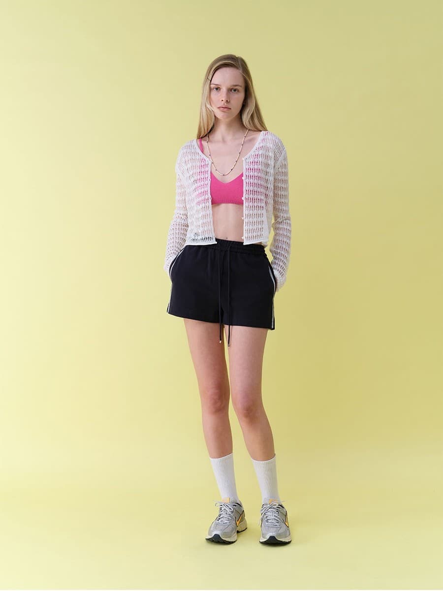 Linen Openwork Knit Cardigan — vue 7