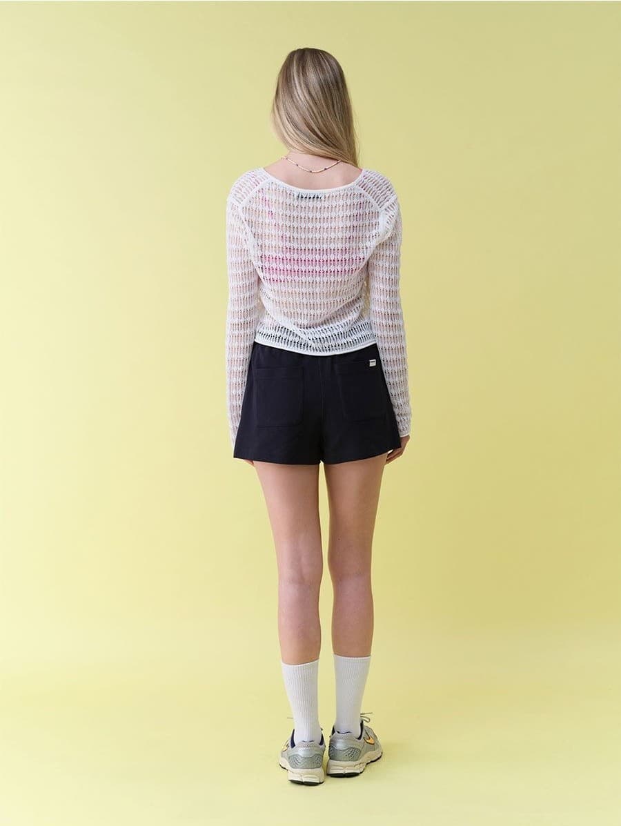 Linen Openwork Knit Cardigan — vue 9
