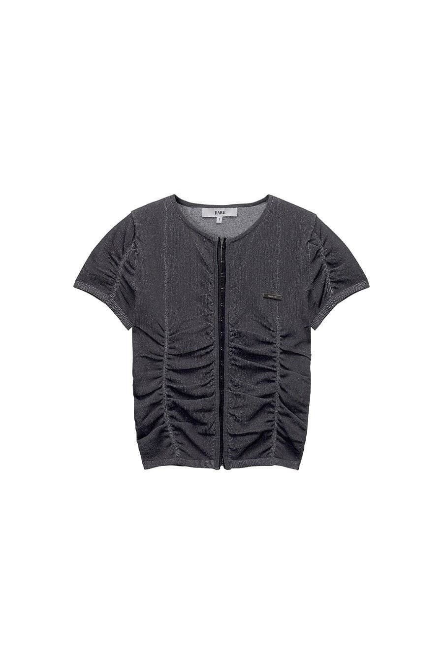 Hook-Front Shirring Knit Cardigan — vue 8