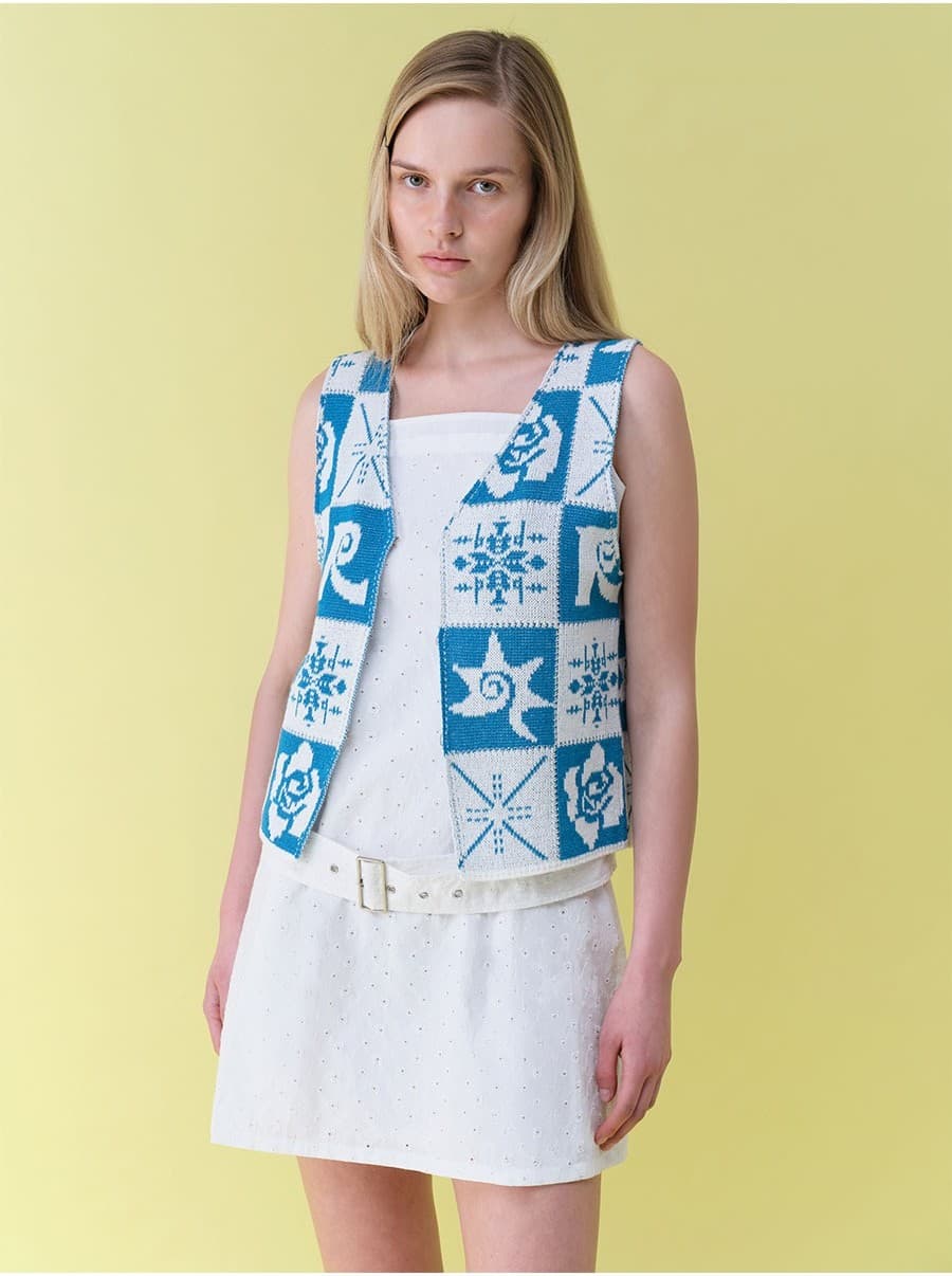 Vintage Rose Crochet Knit Vest — vue 5