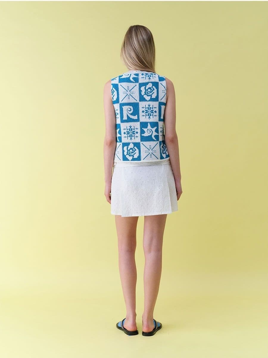 Vintage Rose Crochet Knit Vest — vue 8