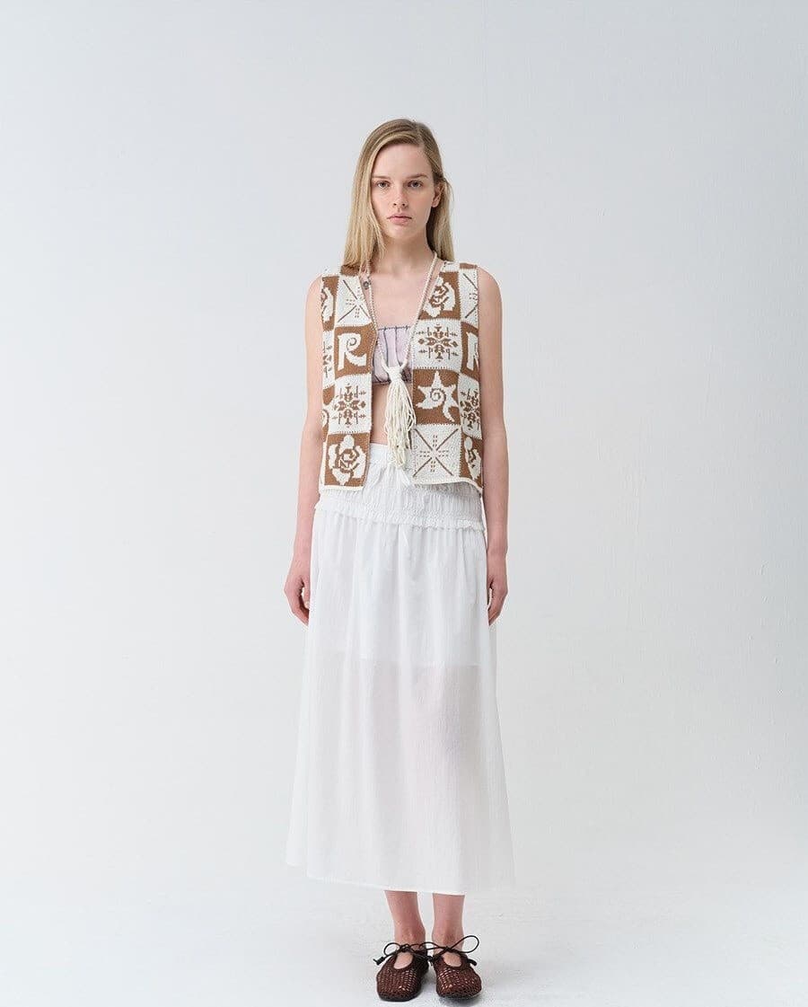 Vintage Rose Crochet Knit Vest — vue 9
