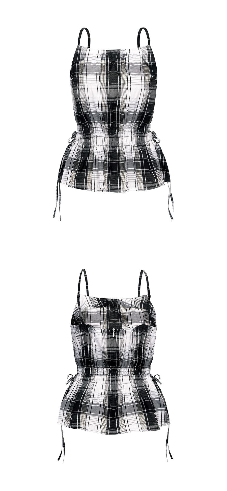 Check Sleeveless Blouse in Black — vue 10