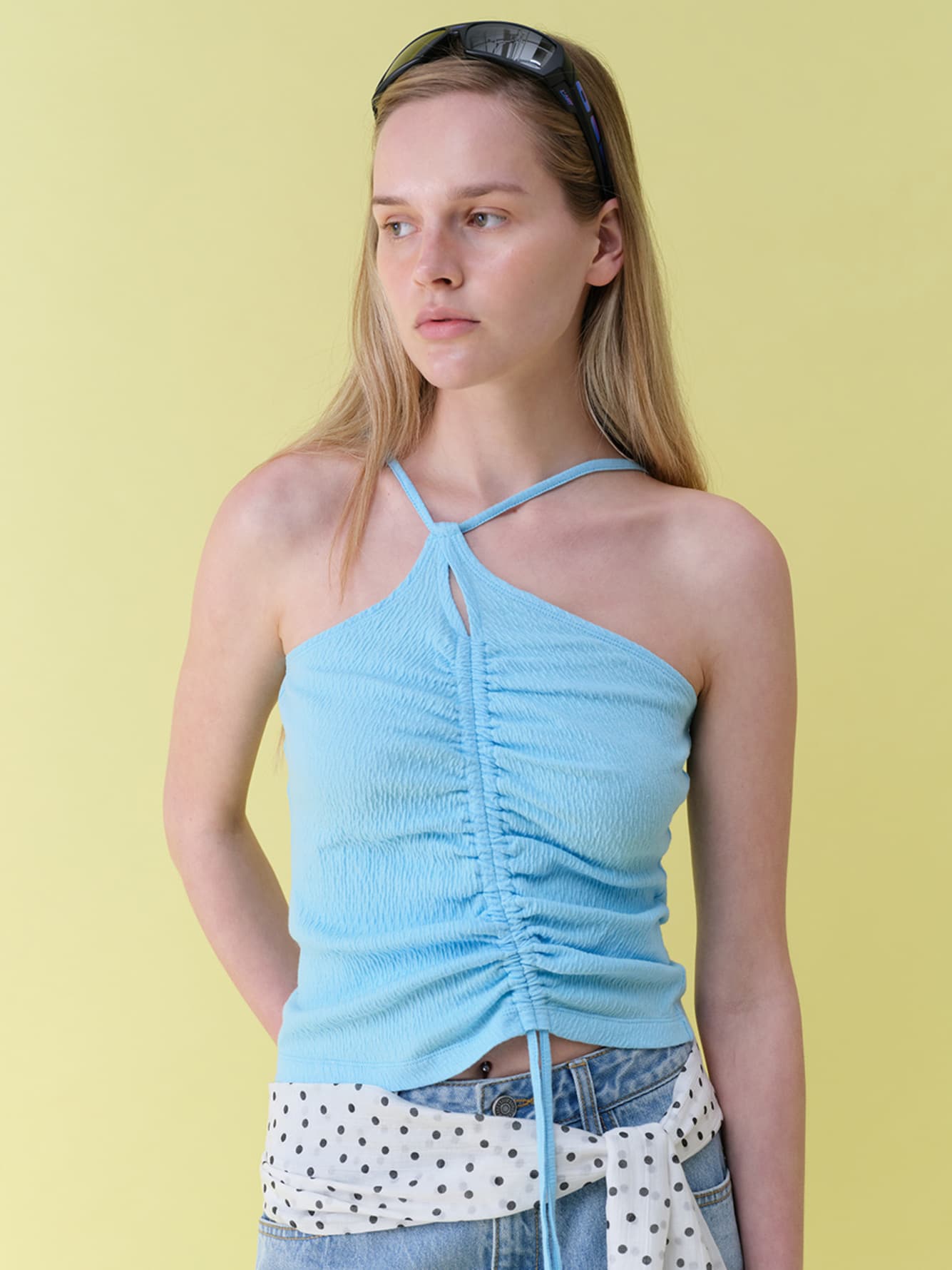 Wrinkle-Texture Shirred Top — vue 2