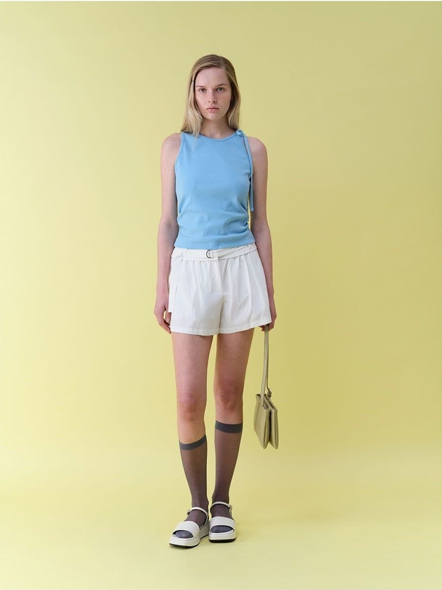 Shirring Shoulder Ribbon Sleeveless Top — vue 6