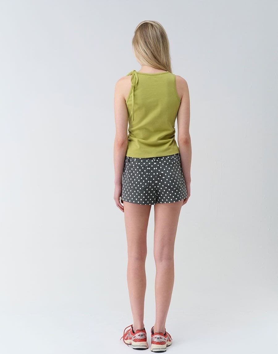 Shirring Shoulder Ribbon Sleeveless Top — vue 11