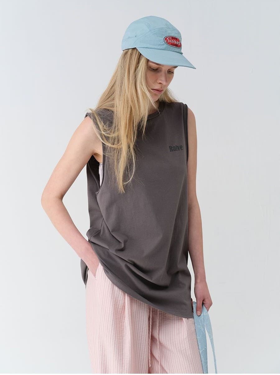 Back Print Over-fit Sleeveless T-shirts — vue 7
