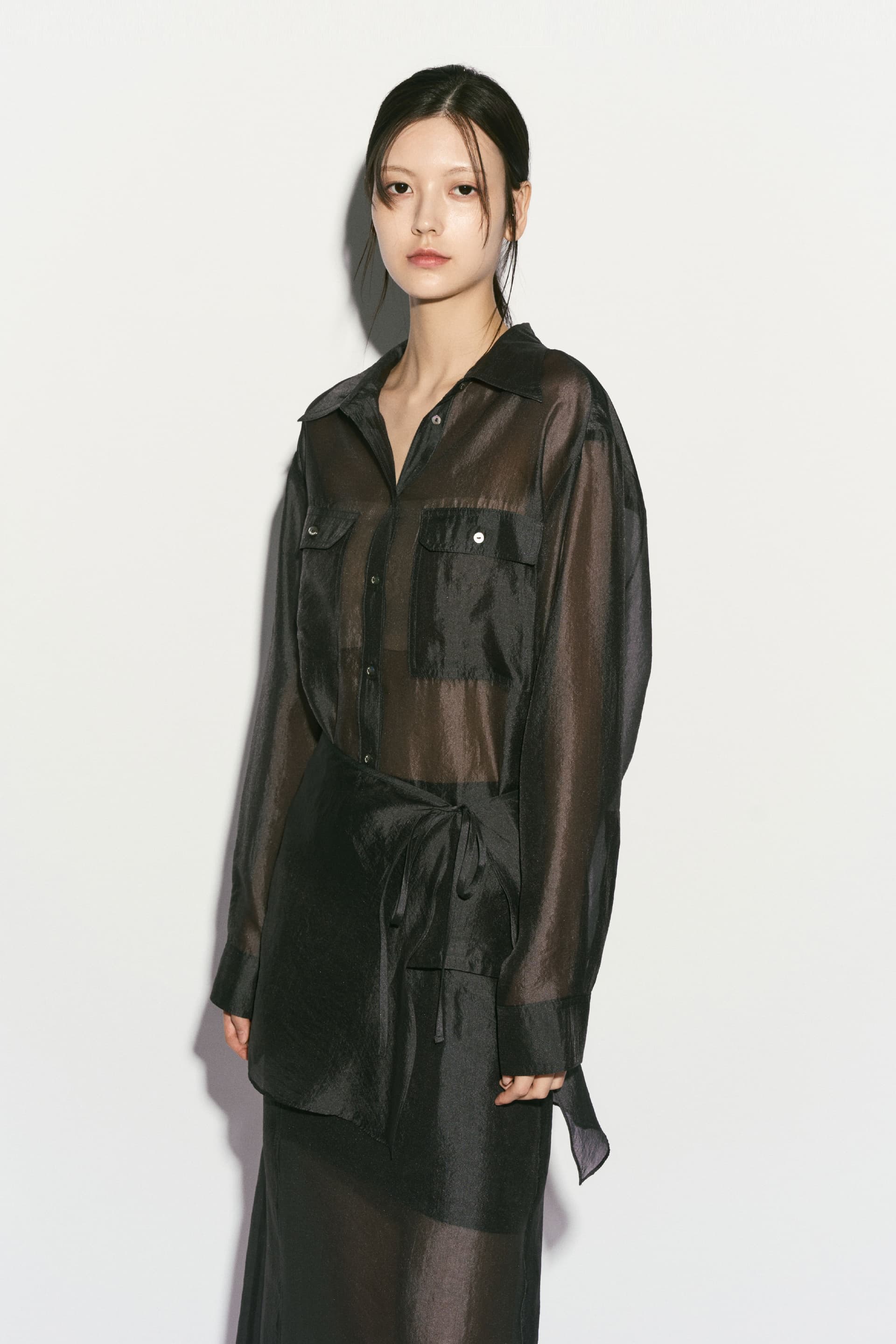 Sheer Cupro Shirts Midnight Navy — vue 1