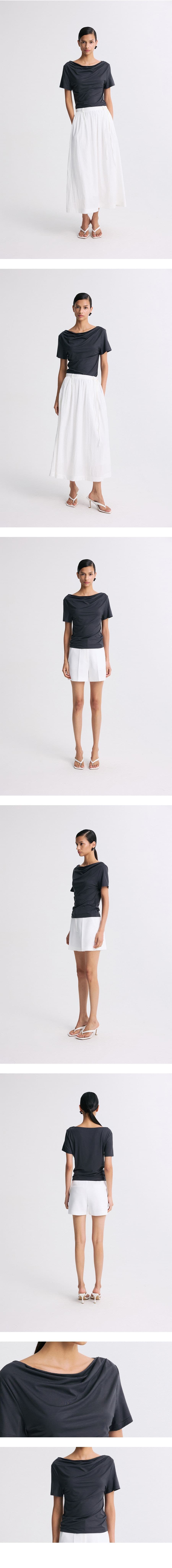 Draped Half-Sleeve Top Charcoal — vue 8