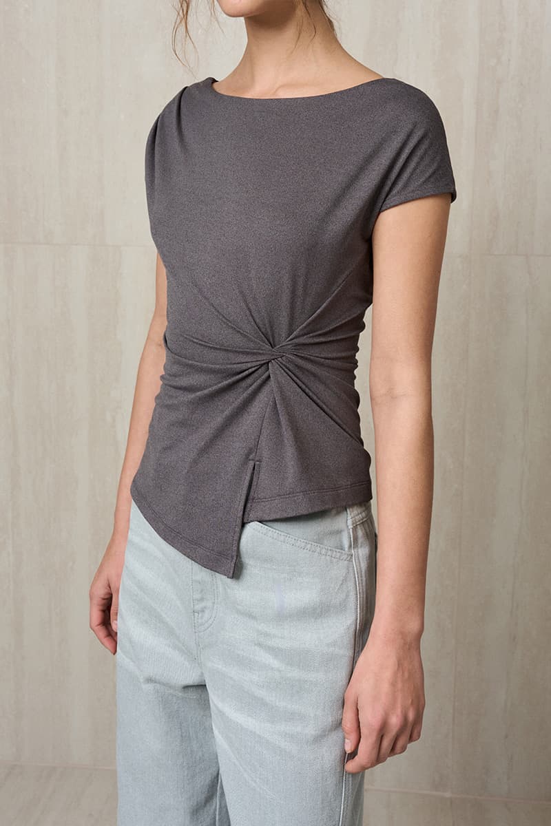 Twisted Drape Top Charcoal — vue 4