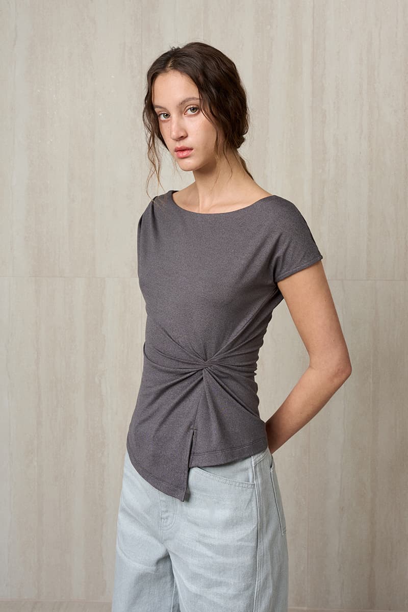 Twisted Drape Top Charcoal — vue 1